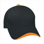 Black Cap with Orange Top Button and Wave Sandwich